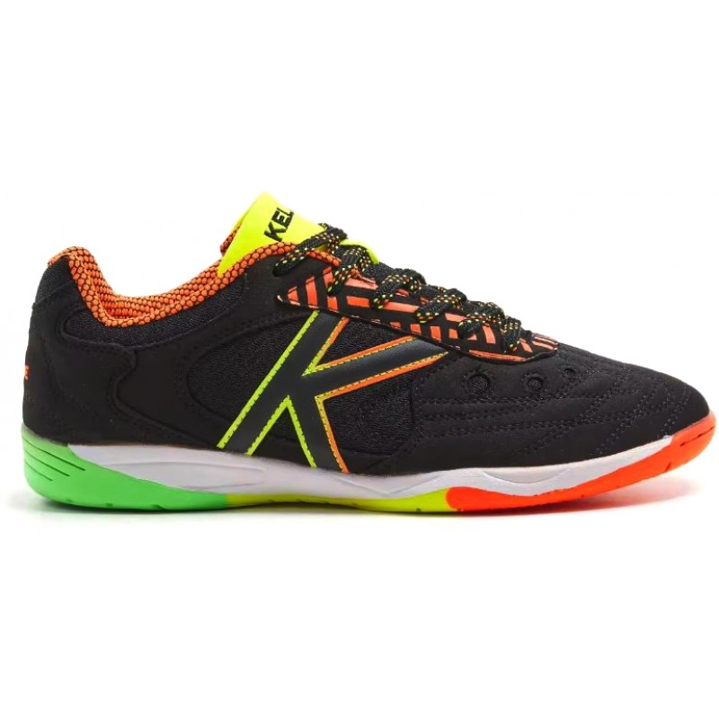 Baskets Football Indoor Kelme Elite - Noir/Orange - Taille UK 8.5 (EU 43) - Neuf Avec Défauts Mineurs